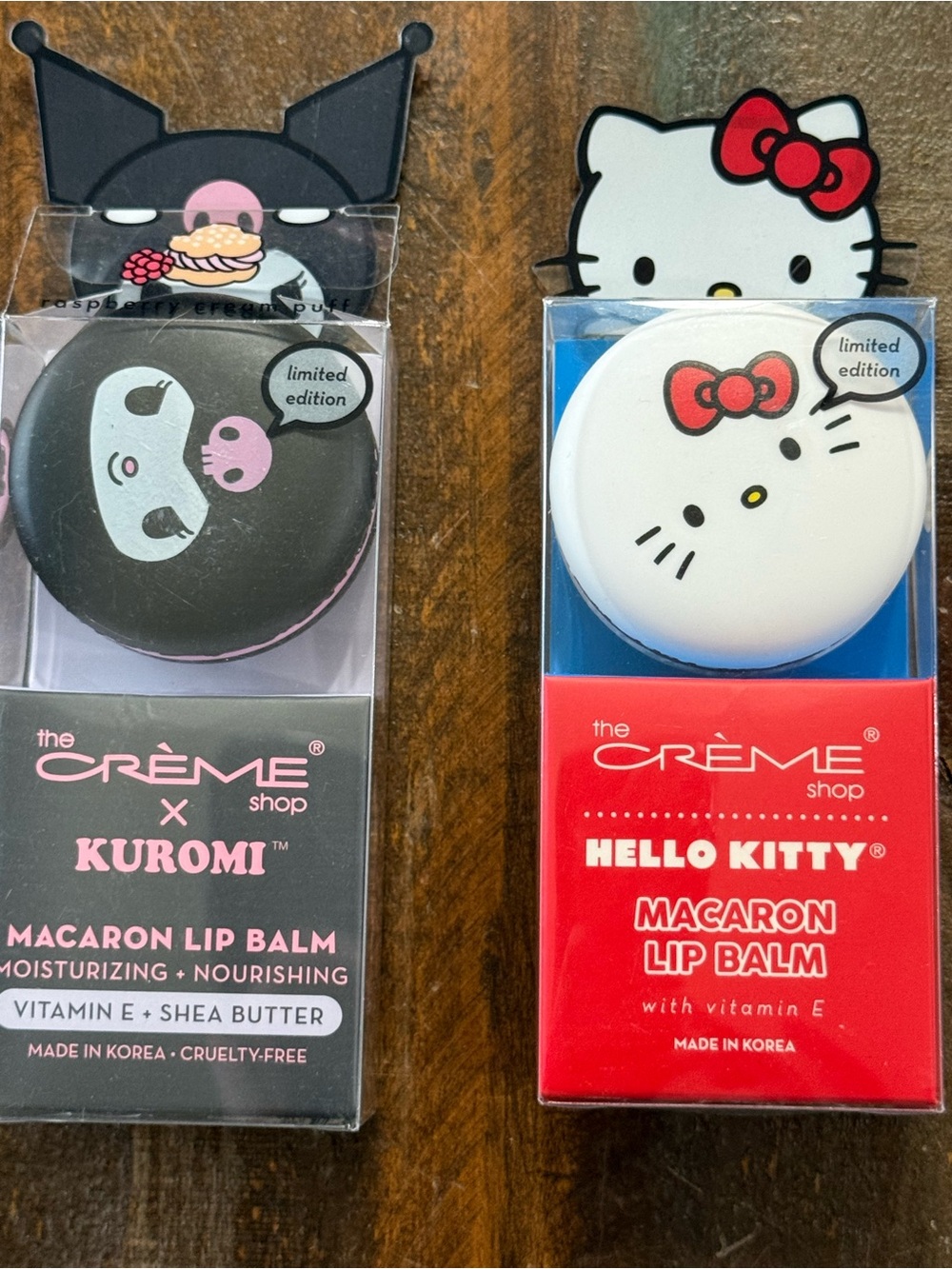 The Crème Shop x Sanrio Kuromi Hello Kitty Set 2 Ltd EditionMacaron Lip Balm NIB